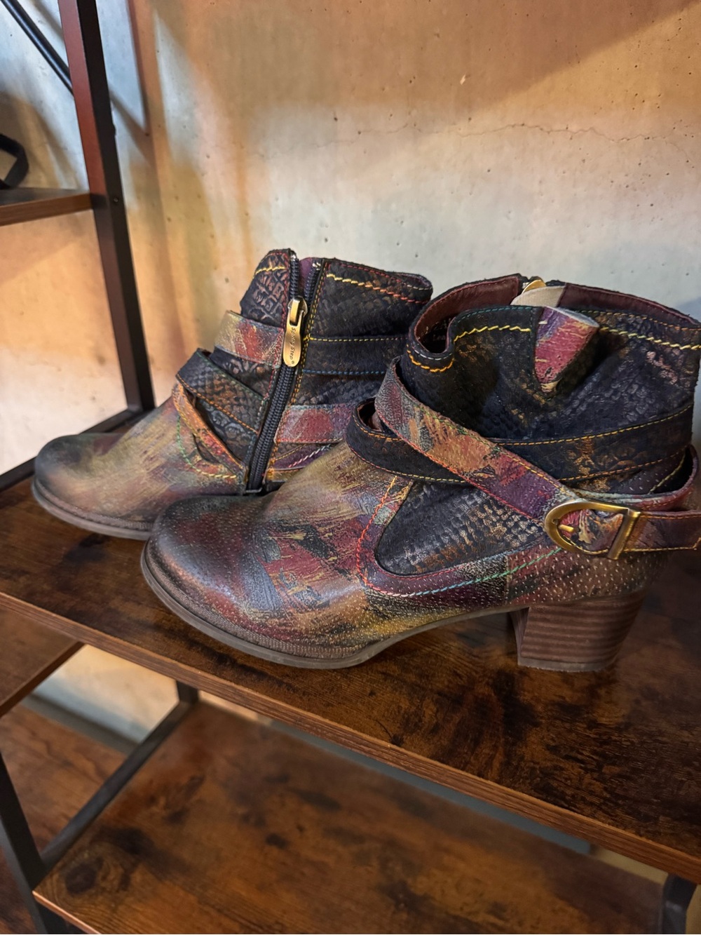 L’Atiste  Multicolor Leather Ankle Boots - 8.5